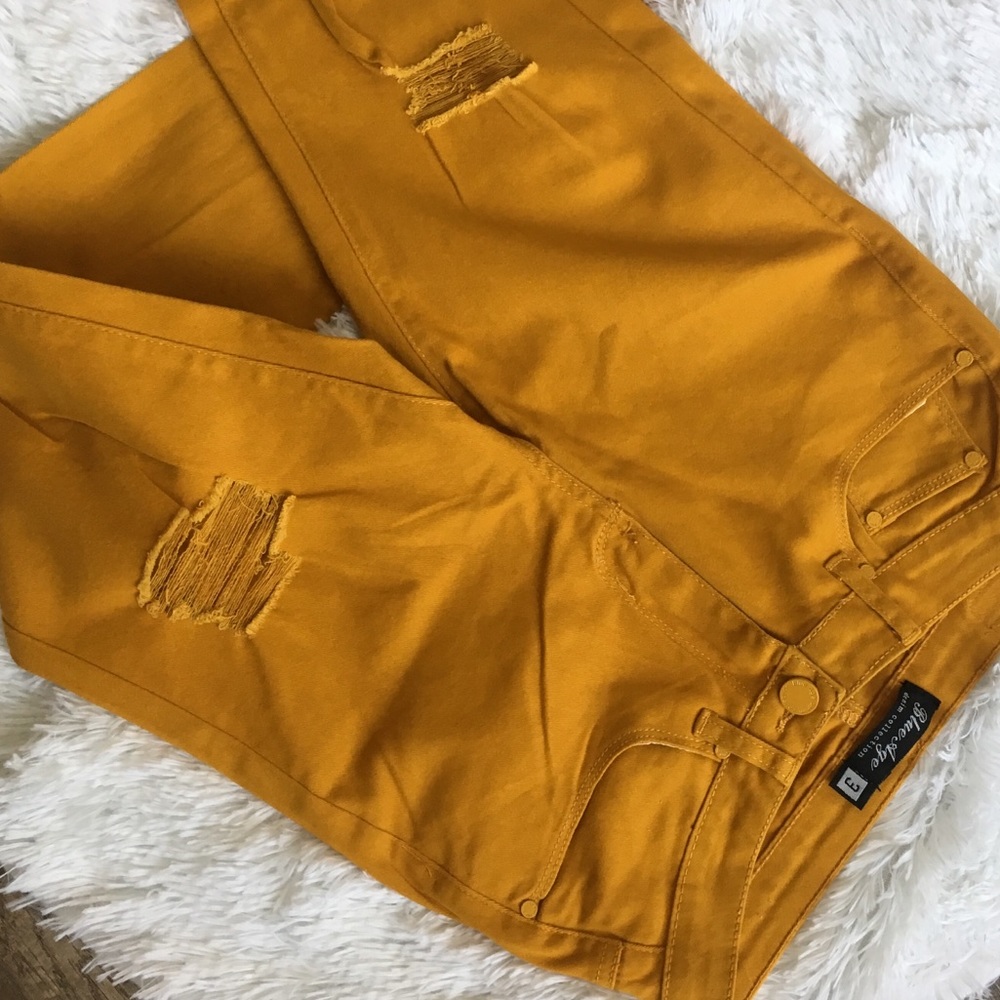 Yellow destroyed jeans - Picture 4 of 6